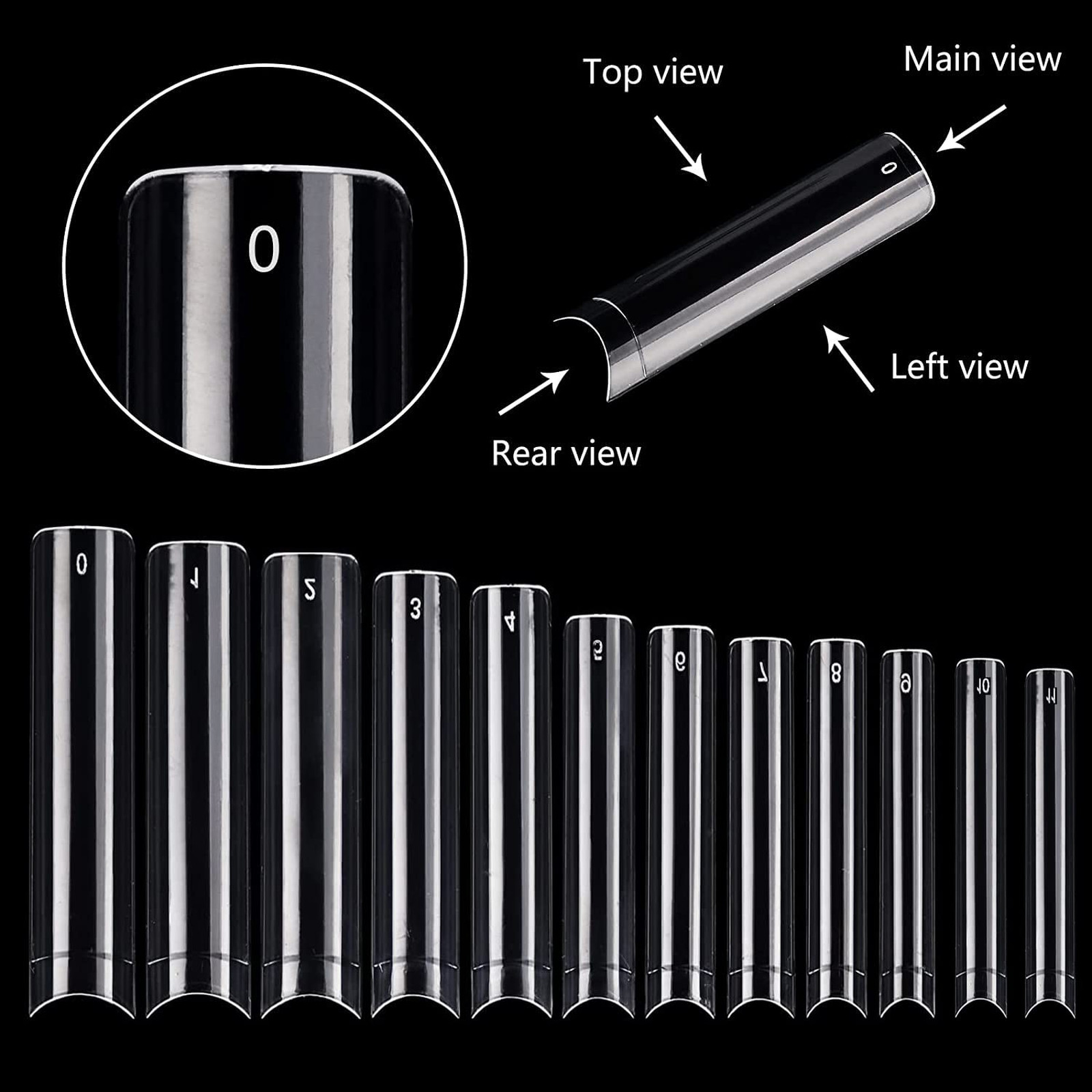Long Square False Nail Tips 3XL Acrylic Nails Professional 360PCS Clear 12 Sizes