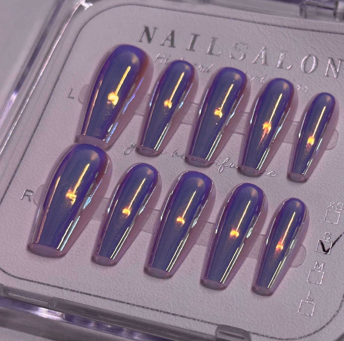 Press on Nails Medium Square Glossy Reusable Fake Nails Full Cover