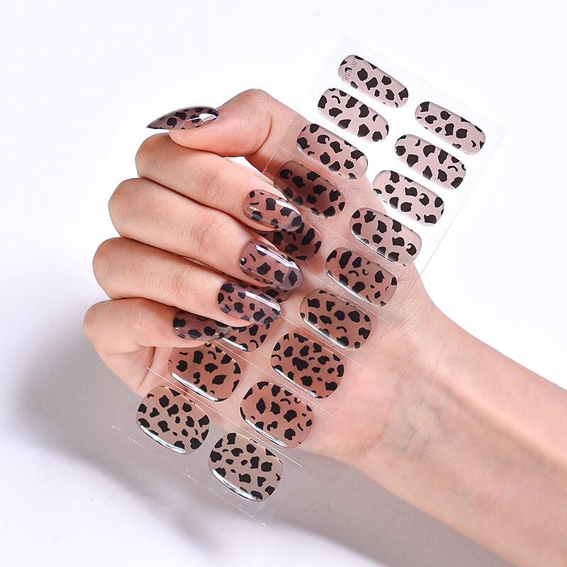 Semi Cured Gel Sticker UV Lamp Needed Leopard Gel Nail Patch DIY Nails Decals