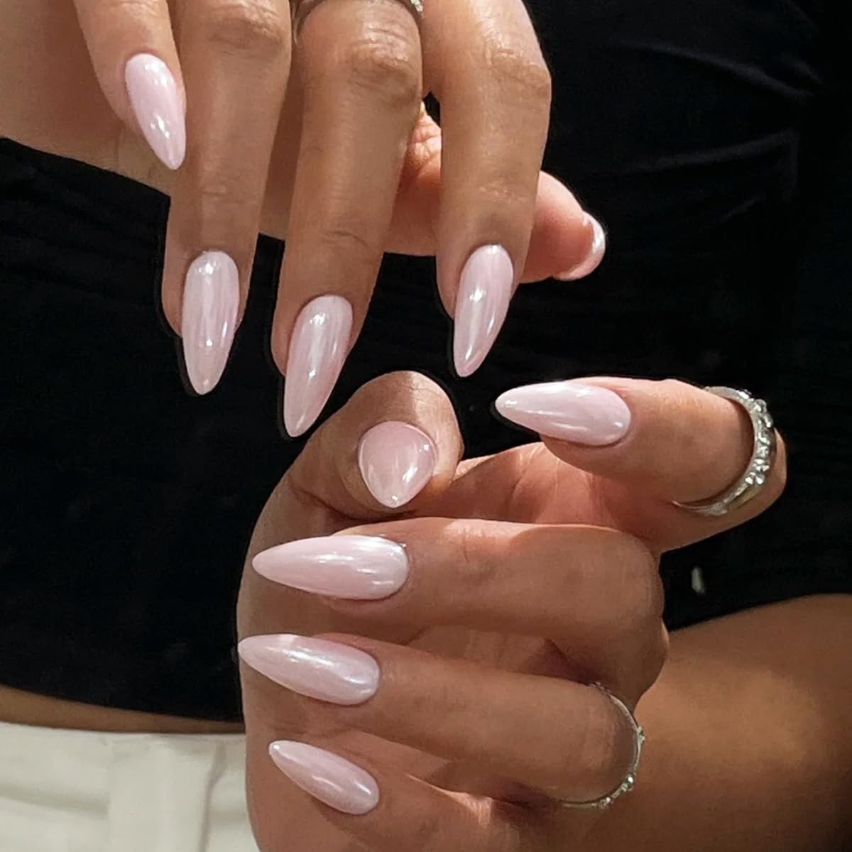 Glazed Donut Nails Moonlight White Pearl Chrome Powder Mirror Aurora Pigment 2PC