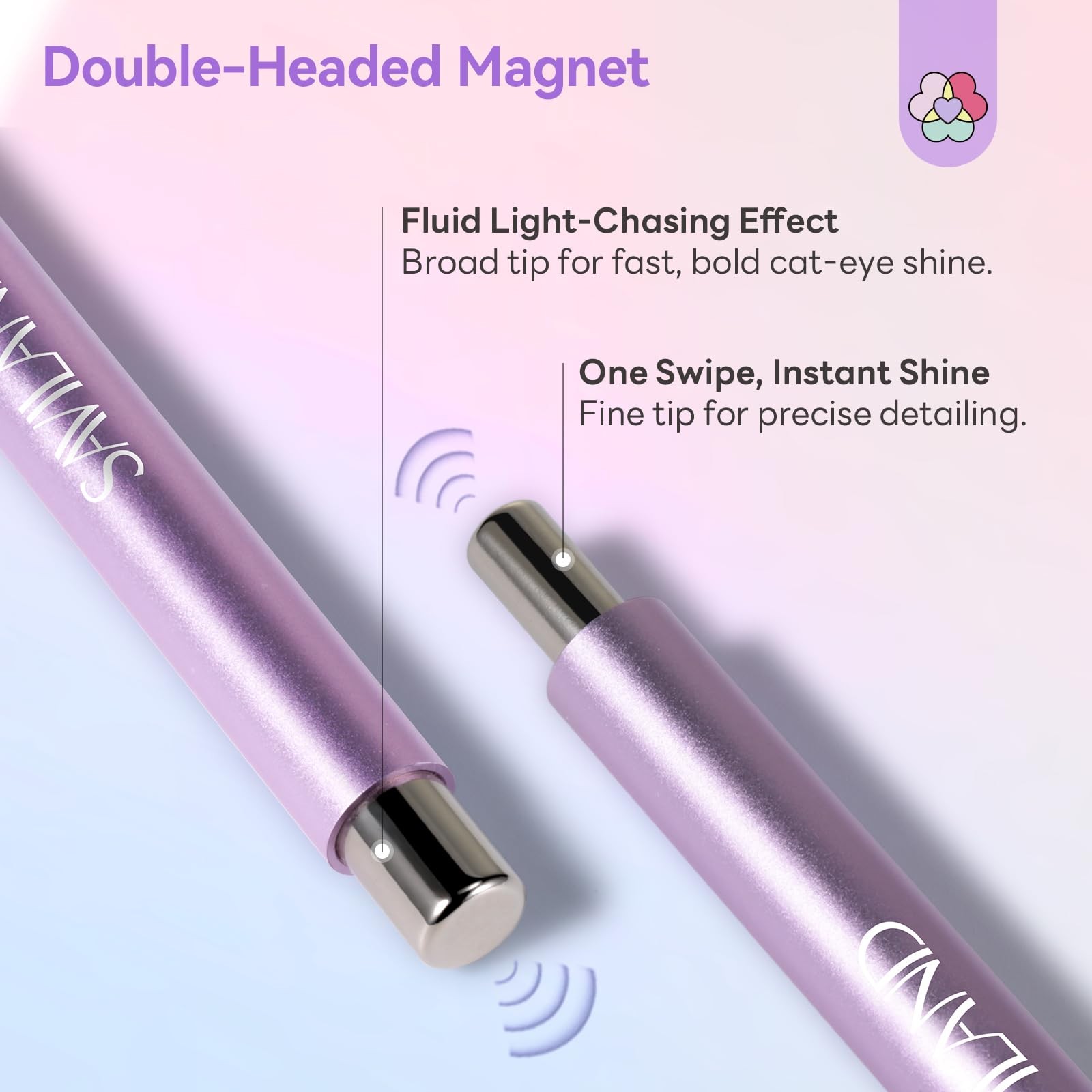 SAVILAND Essentials Cat Eye Magnetic for Nails: Pink Double-Head 0-Cat