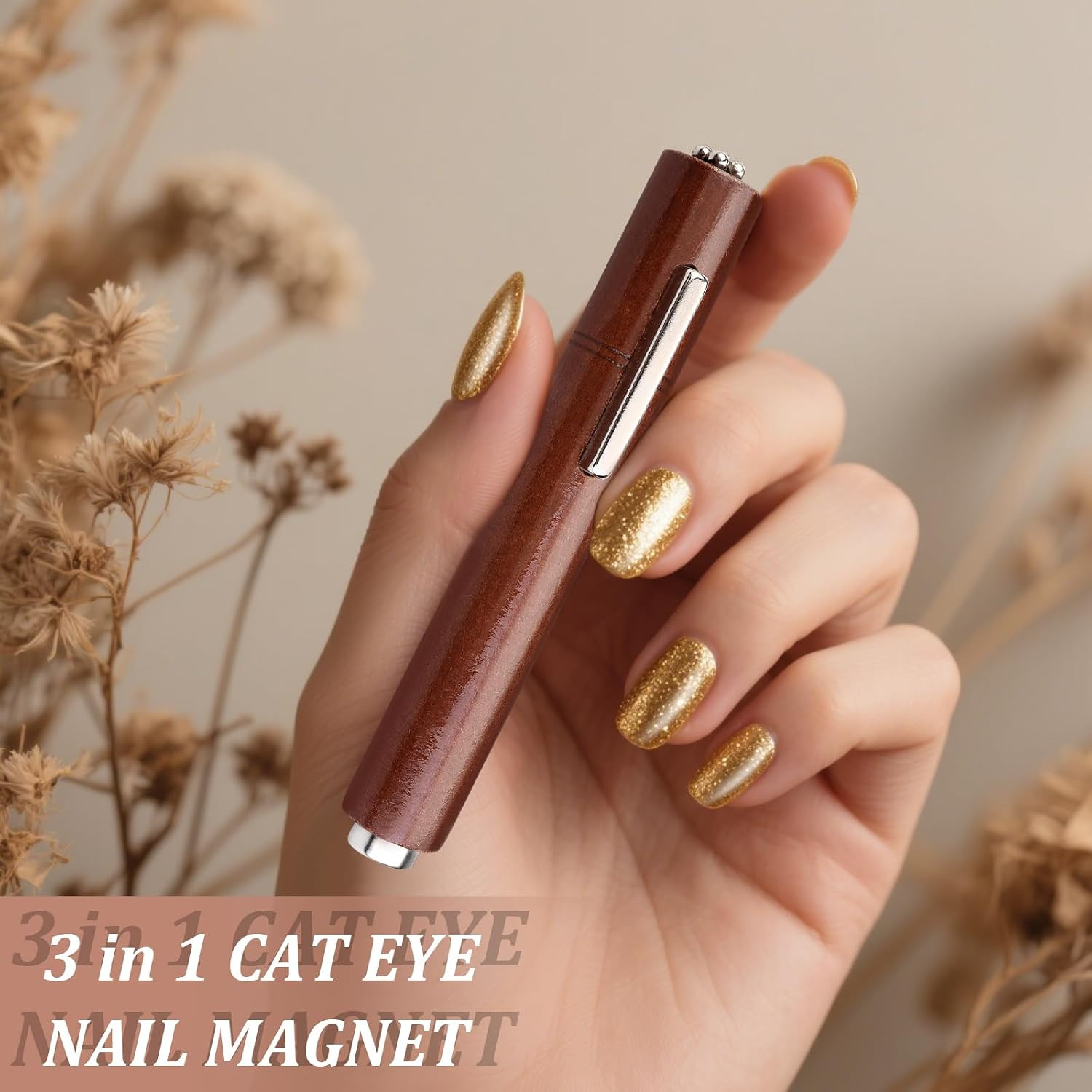 3 in 1 Cat Eye Nail Magnet Set, Multifunctional Wooden Handle Nail Magnet, Heart