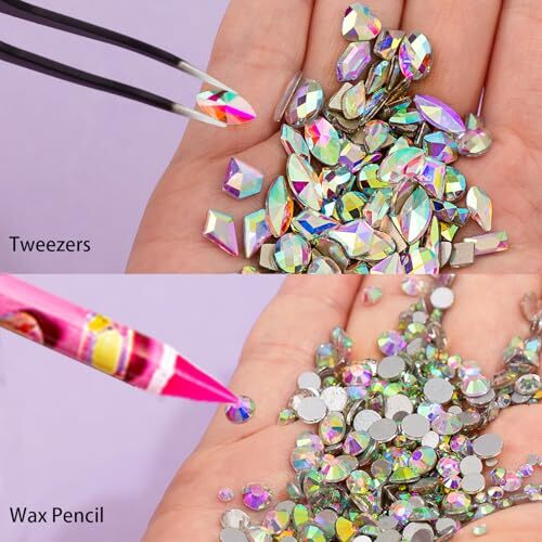 8000pcs Nail Gems and Rhinestones for Nails Art, 240 Shaped Glass AB Crystals