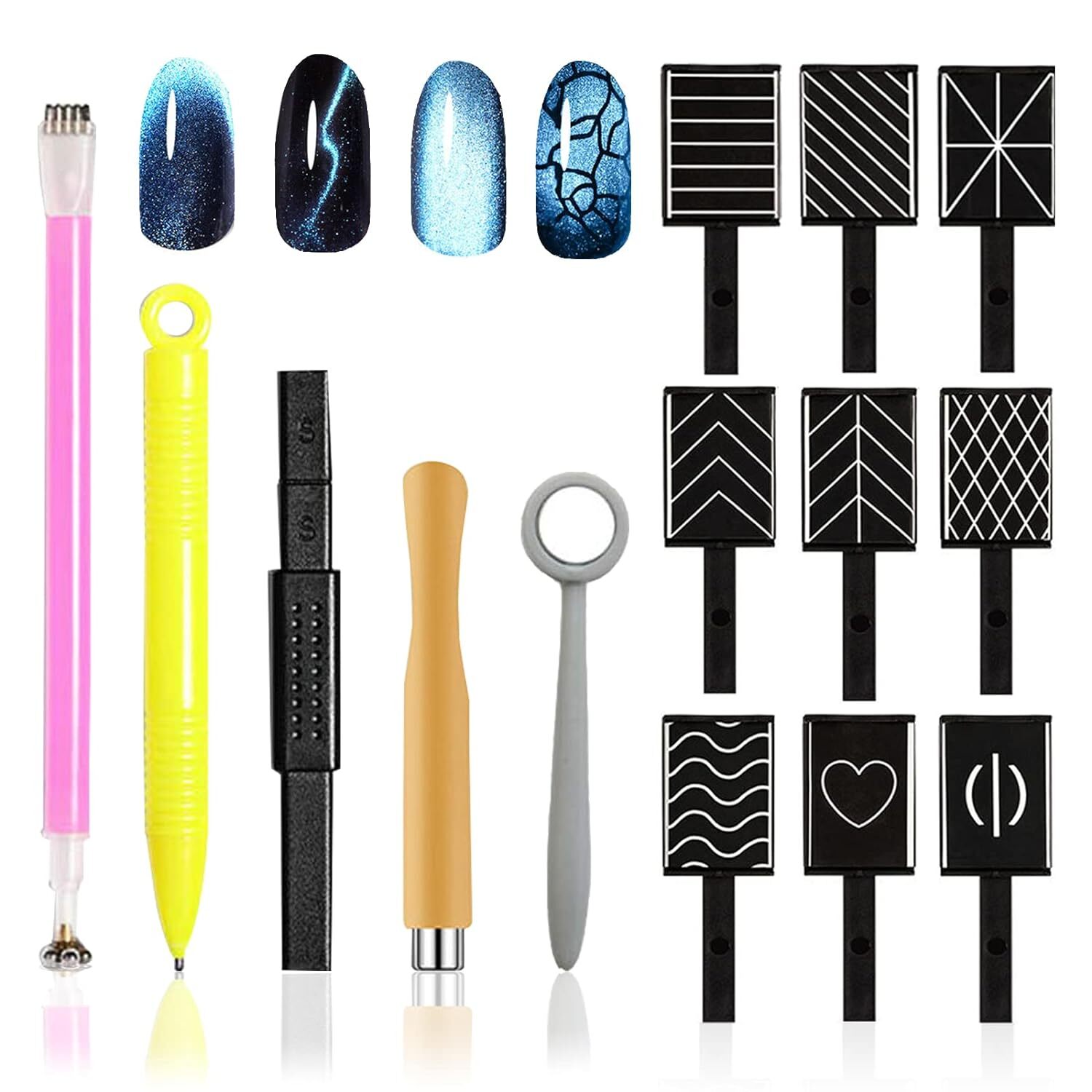 14Pcs Cat Eye Magnet For Nails UV Gel Polish Magnet Pens Stick Nail Art Pen Tool