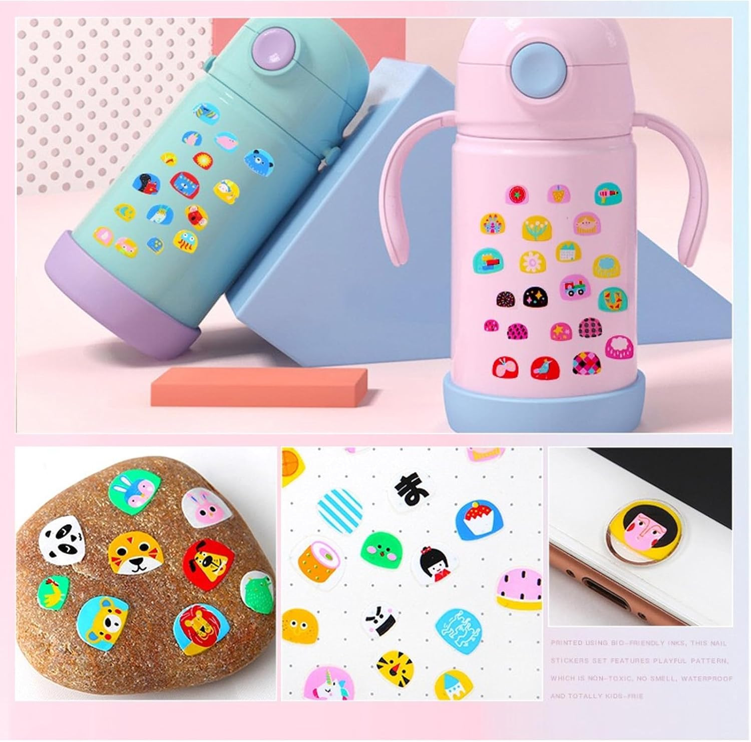 10 Sheets Colorful Kid Nail Stickers Full Nail Wraps for Kids Girls Self Adhesiv