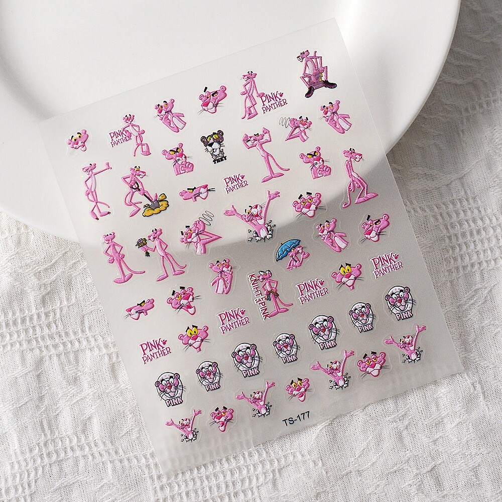 3D Nail Stickers Nail Art Decal Waterproof Pink Panther Paw Print TS177 NH13