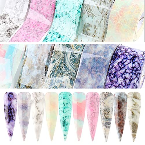 Marbling Holographic Nail Foil Stickers, Marble Polish Sheets Sky Starry Paper