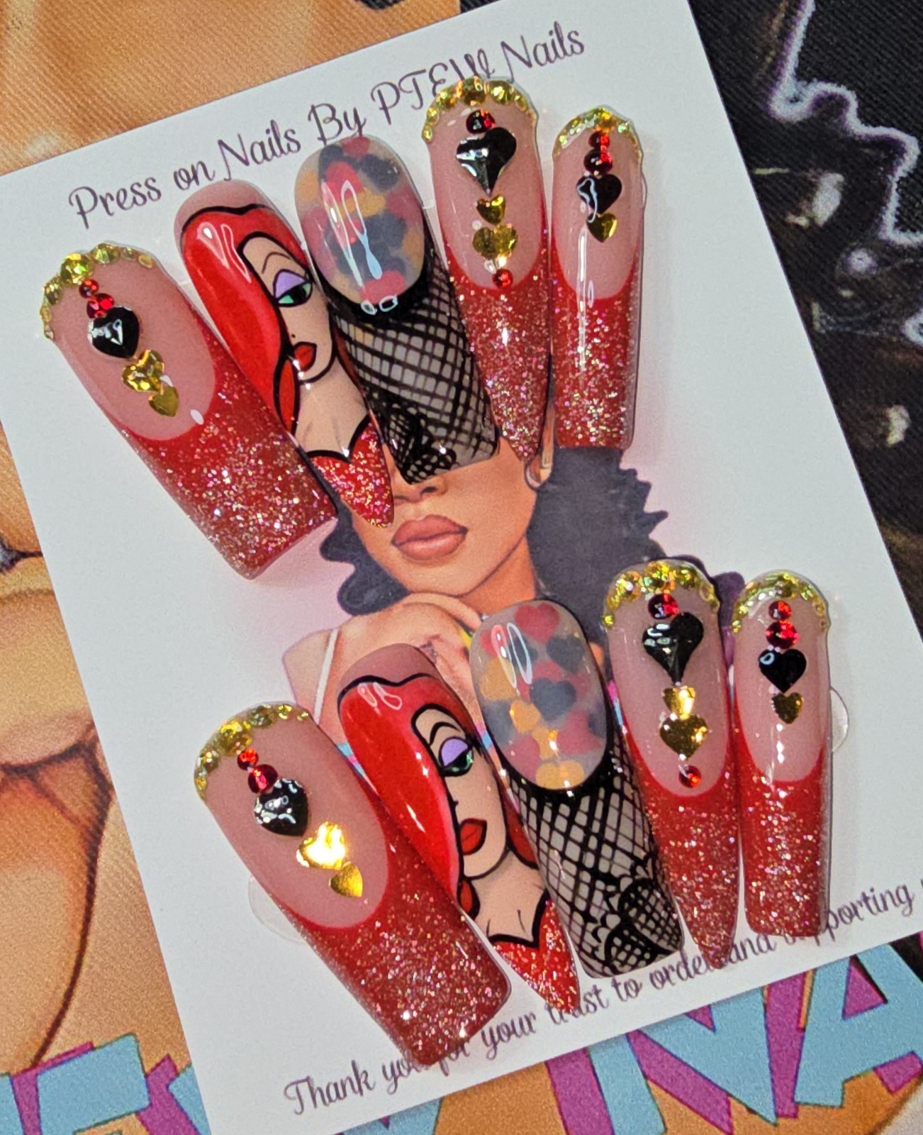 Handmade Gel Press On Nails, Small Size 2,5,4,6,9 XL Long Stiletto +Square