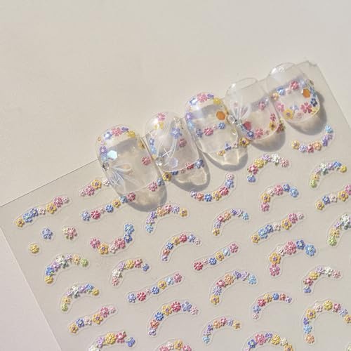 Flower Nail Art Stickers – Spring Flowers 5D Embossed Colorful Florets style4