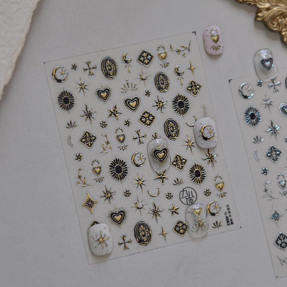 Chinese Style Nail Stickers Retro Totem Nails Decals Self Adhesive Color 19