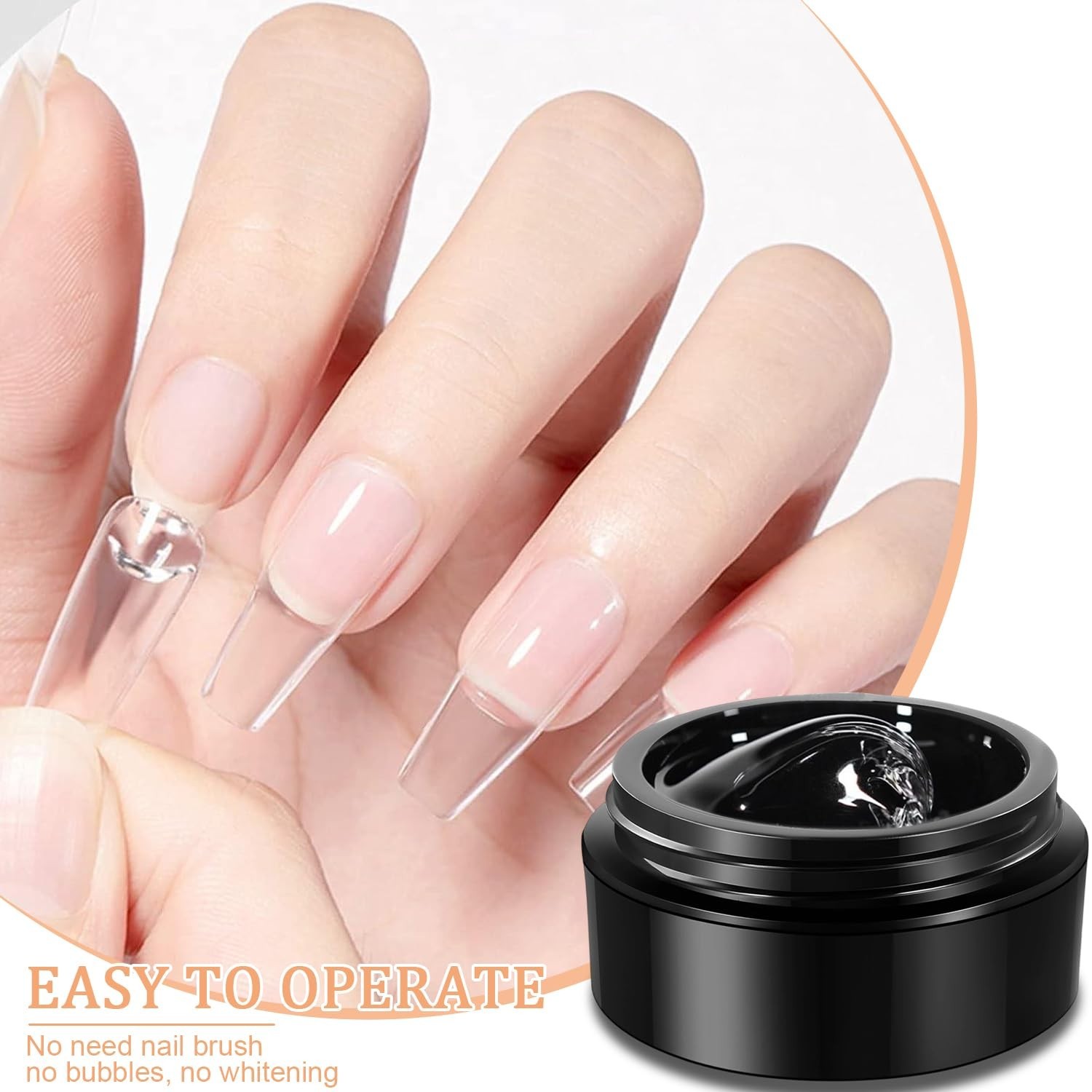 Pegamento de gel sólido para uñas postizas, 15 ml, cura con luz UV