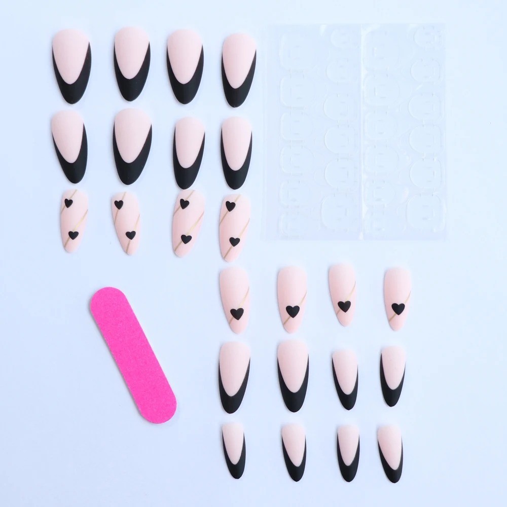24 Pcs Oval Short Press On Nails Gradient Glossy Mixed Colors False Nail Set
