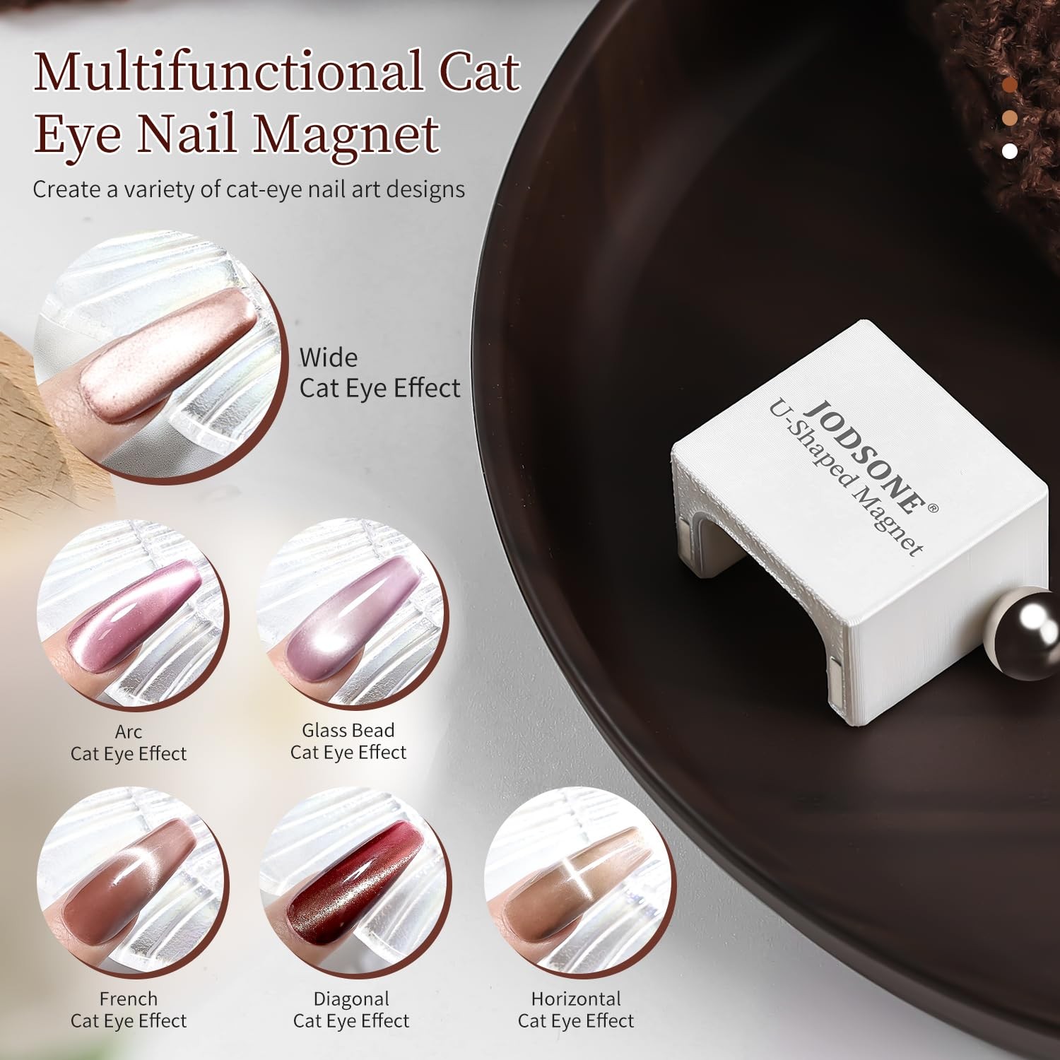 JODSONE 5D Automatic Cat Eye Magnet for Nails, UShaped Strong Nail Art Magnet…