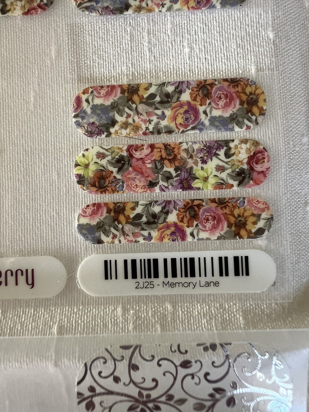 Jamberry Nail Wraps, Botanical Garden, Memory Lane, Black Floral, Silver Floral