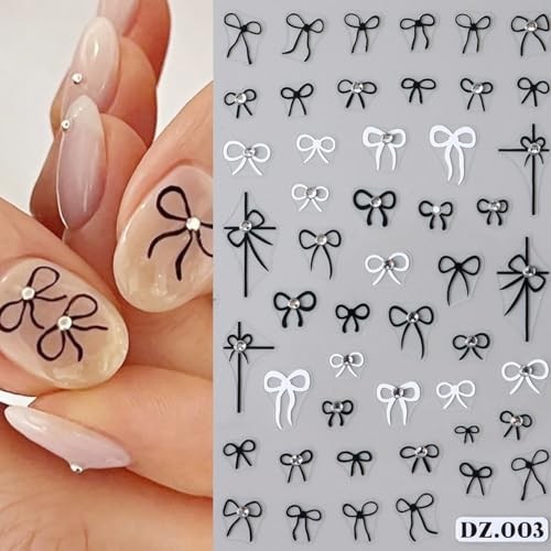 6 Sheets Rhinestones Bow Nail Stickers for 3D Self-Adhesive Bow Nail Stickers-5