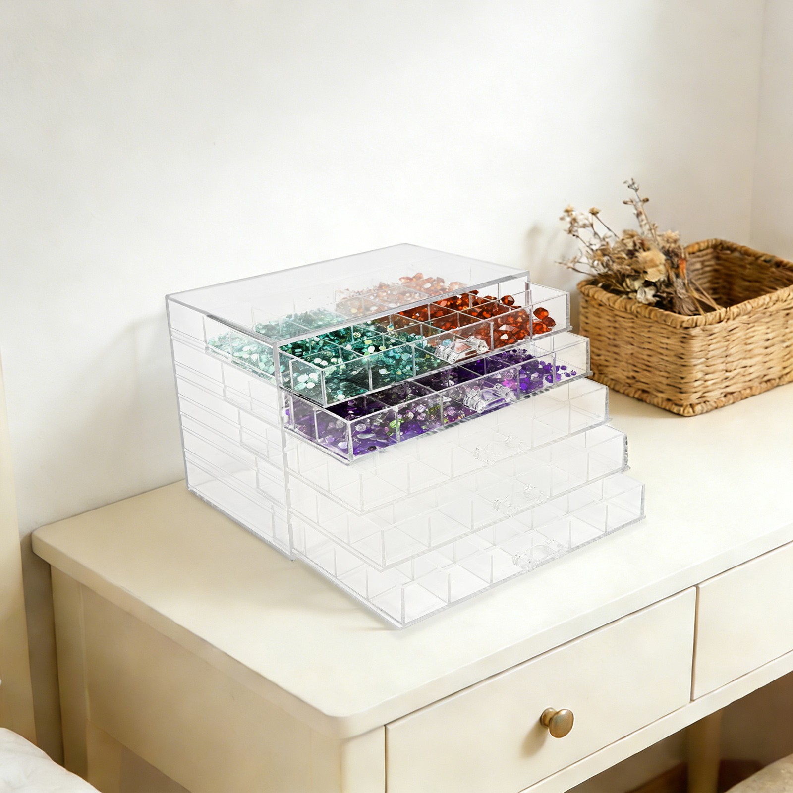Earring Storage Box Organizer Acrylic Jewelry Storage Box Holder 5 Drawers
