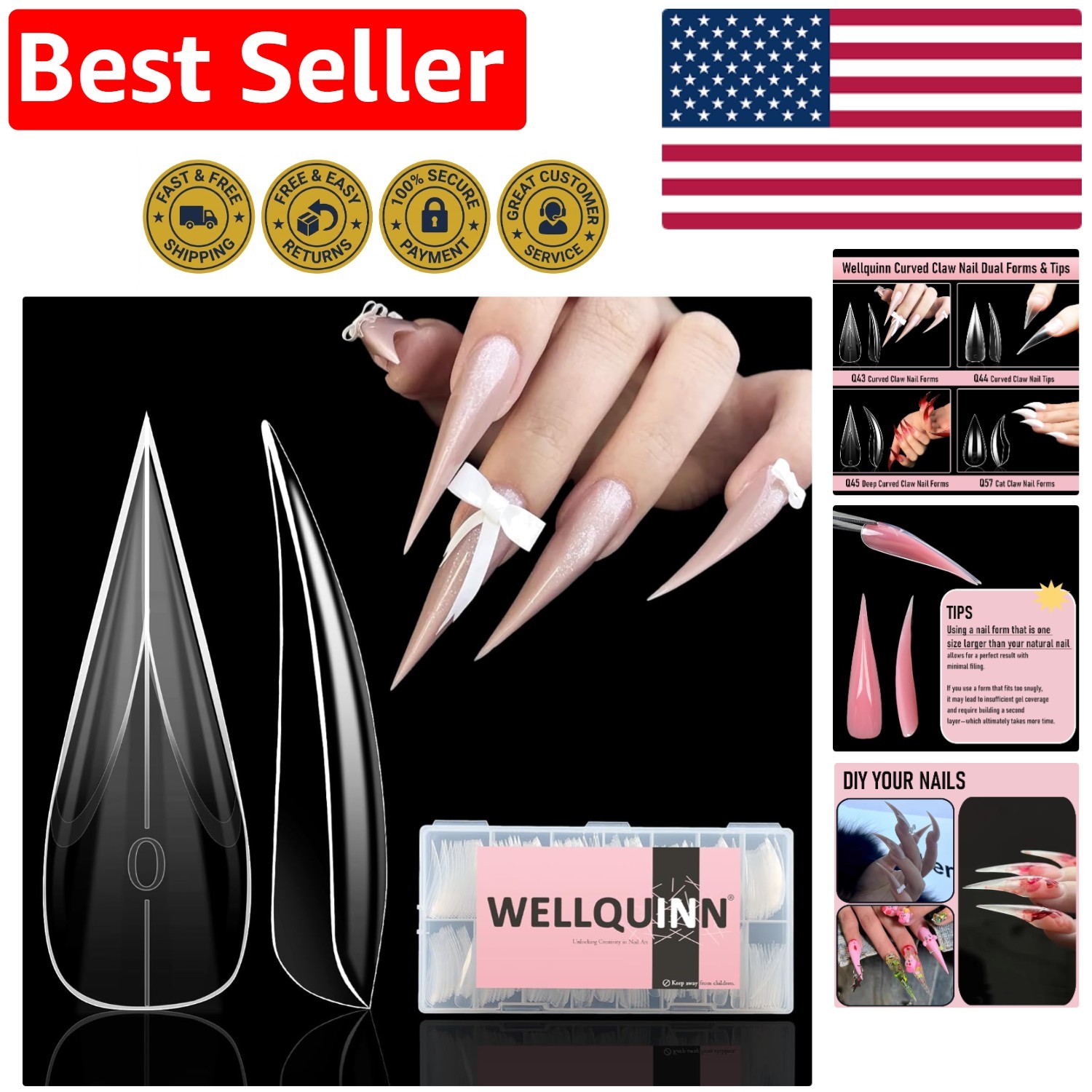 Professional Quality 3D Stiletto Nail Dual Forms – Perfect for Home and Salon