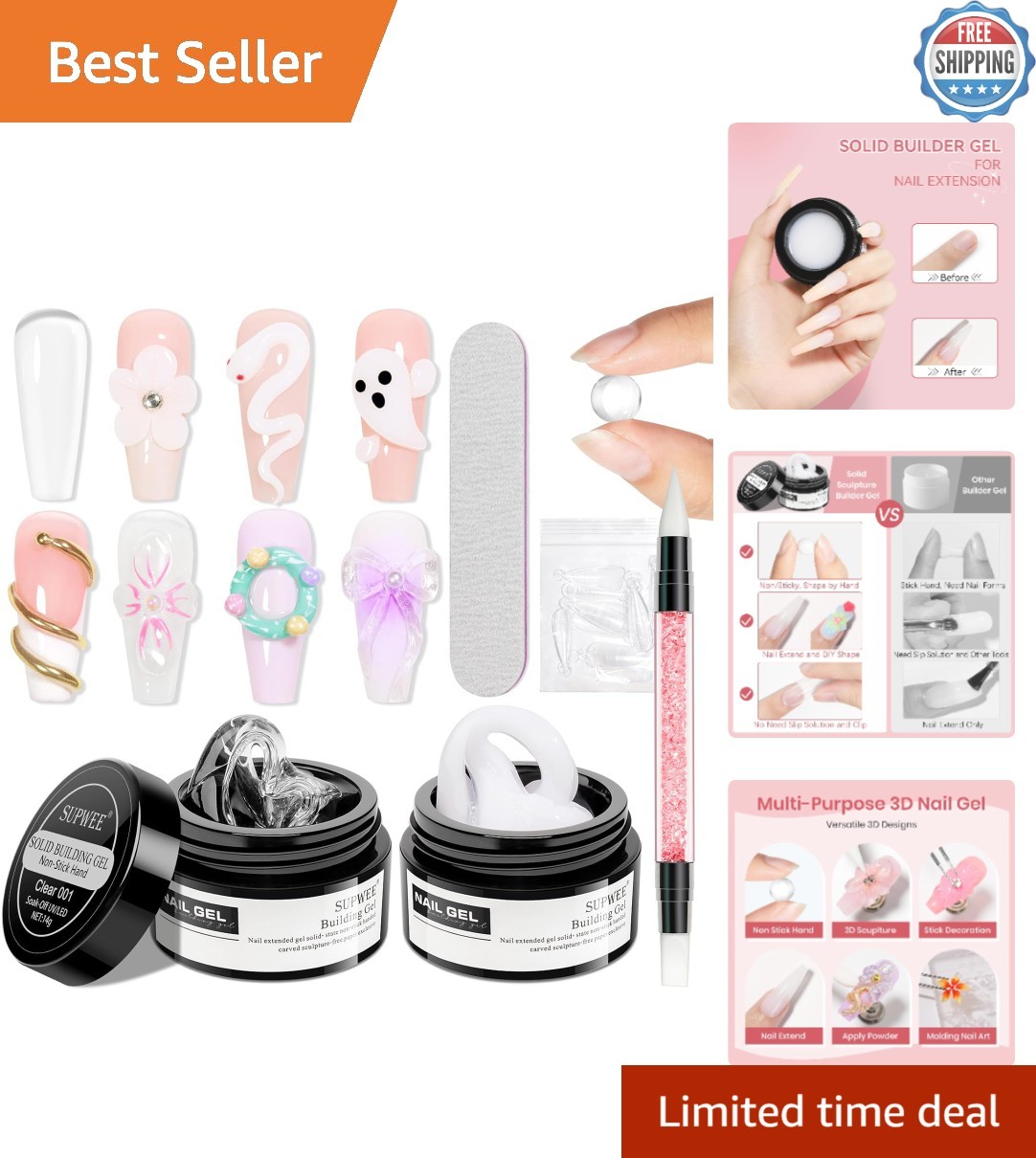 Multi-Purpose 3D Solid Builder Nail Gel – Create Stunning Art at Home with Ease