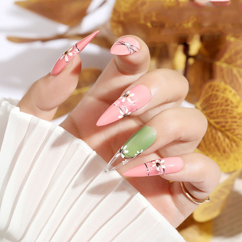 100pcs Fake Nail Transparent Acrylic Nail Seamless Full/Half Cover Nails Decor