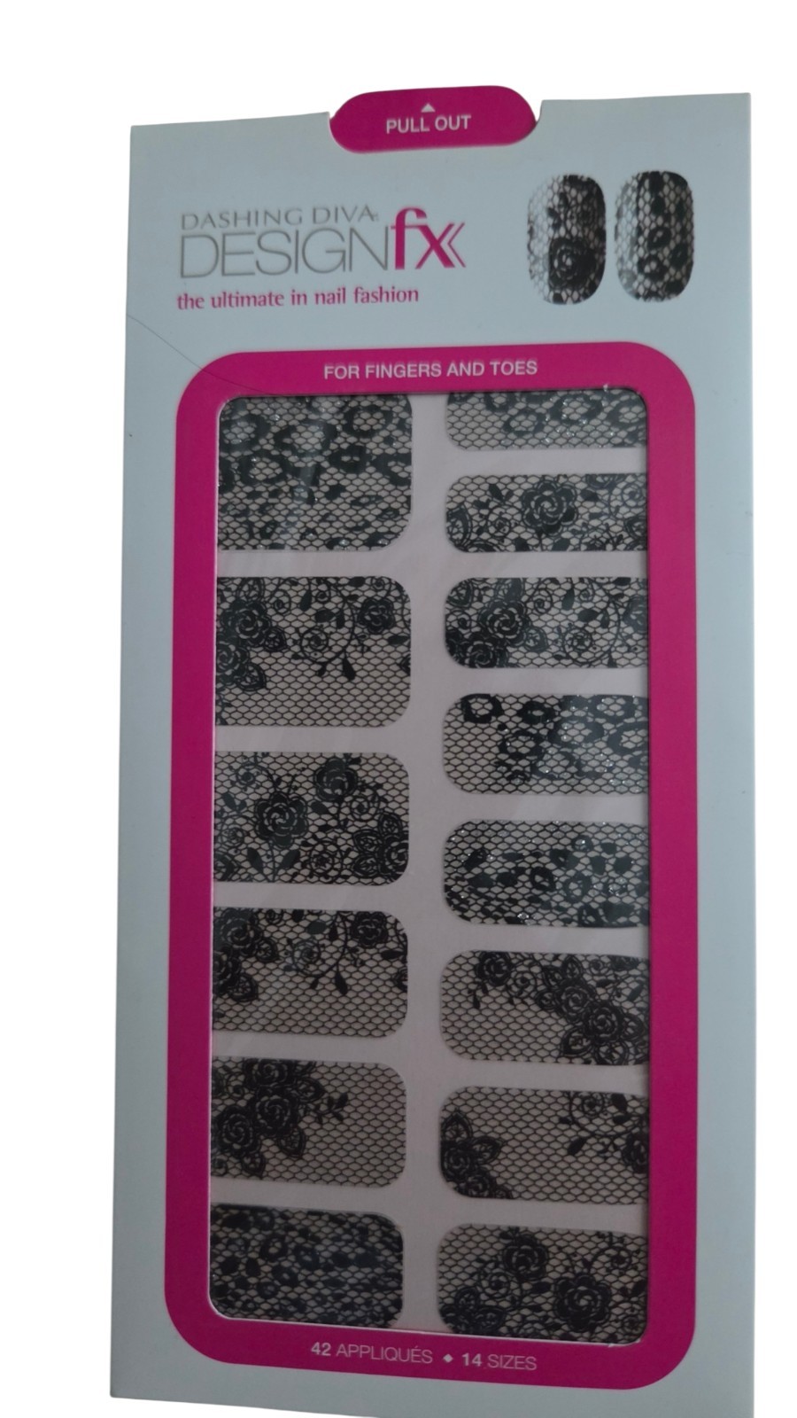 Dashing Diva Design FX Bling Nail 42 Appliques In 14 Different Sizes Black