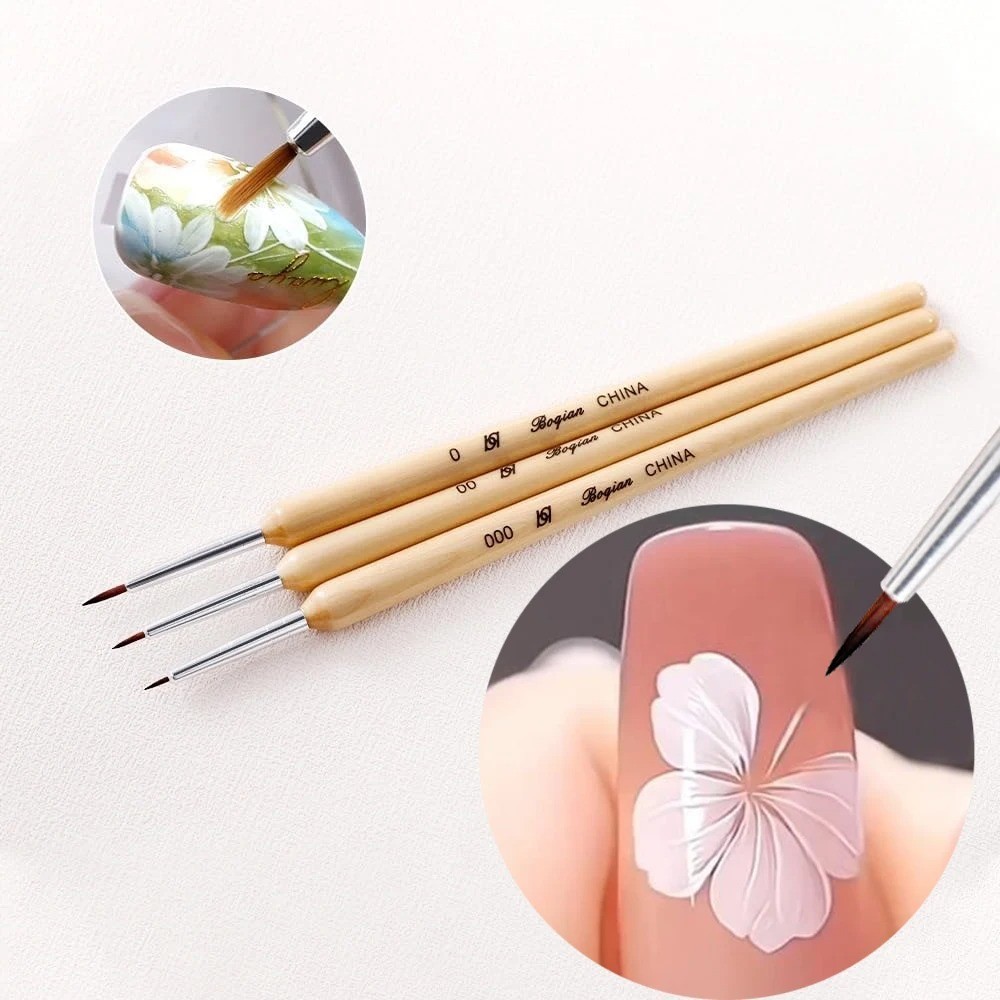 3PCS UV Gel Nail Art Brush Set Acrylic Liner Painting Pen Manicure Tools