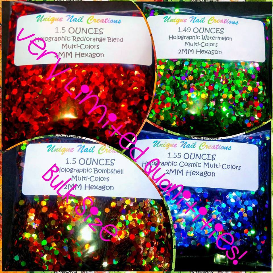 BULK GLITTER~EXTREMELY LIMITED QUANITITIES~2MM Holographic Hexagon~NAIL ART USA