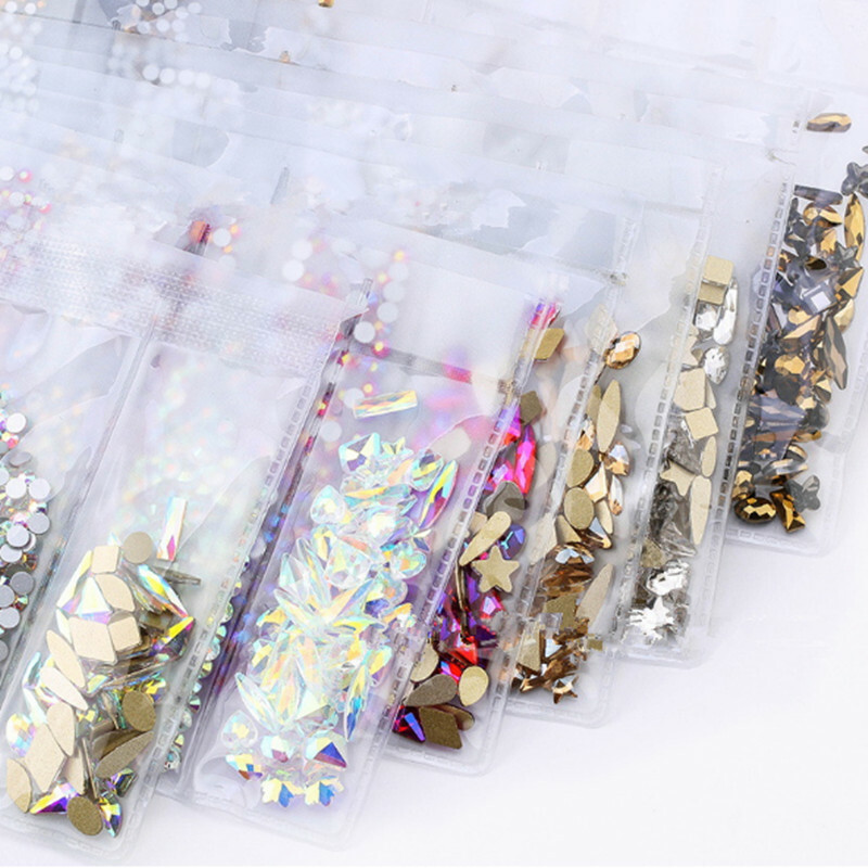 1788pcs Mixed Size 3D Nail Art Rhinestones Flatback Crystal AB Gems Glass Stones