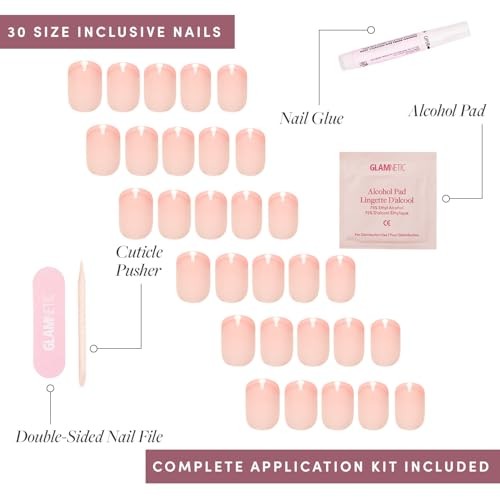 Press On Nails – French Peach | Super Short Round Fake Nails 2-French Peach