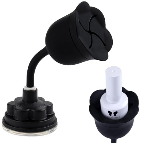No Spill Nail Polish Holder Stand, Rotatable Flower Shape Bottle Flower-Black