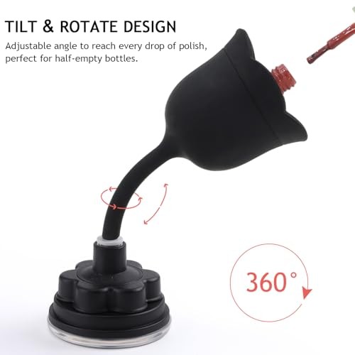 No Spill Nail Polish Holder Stand, Rotatable Flower Shape Bottle Flower-Black