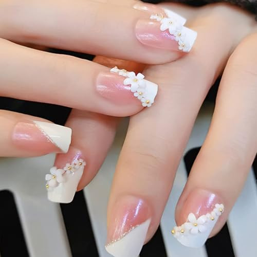 Nail Charms, 1000Pcs 3D Flower, White Acrylic, Metal, Pearl, Mix Sized, Spring