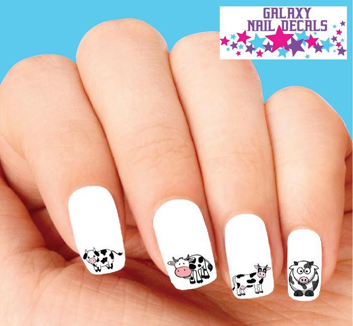Waterslide Cow Nail Decals – Set of 20 Cows Assorted