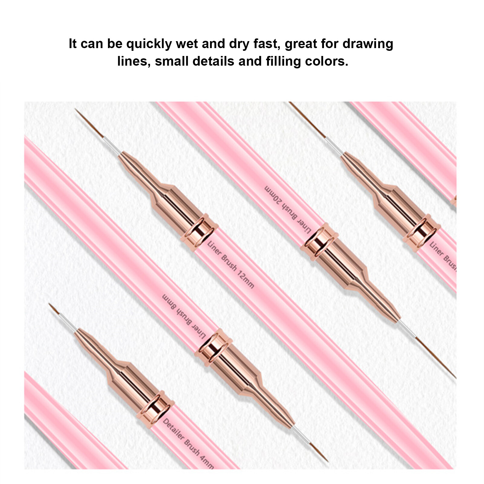 5Pcs Nail Brush Pen Set Nail Art Liner Brush Painting Acrylic Nail B6Y8