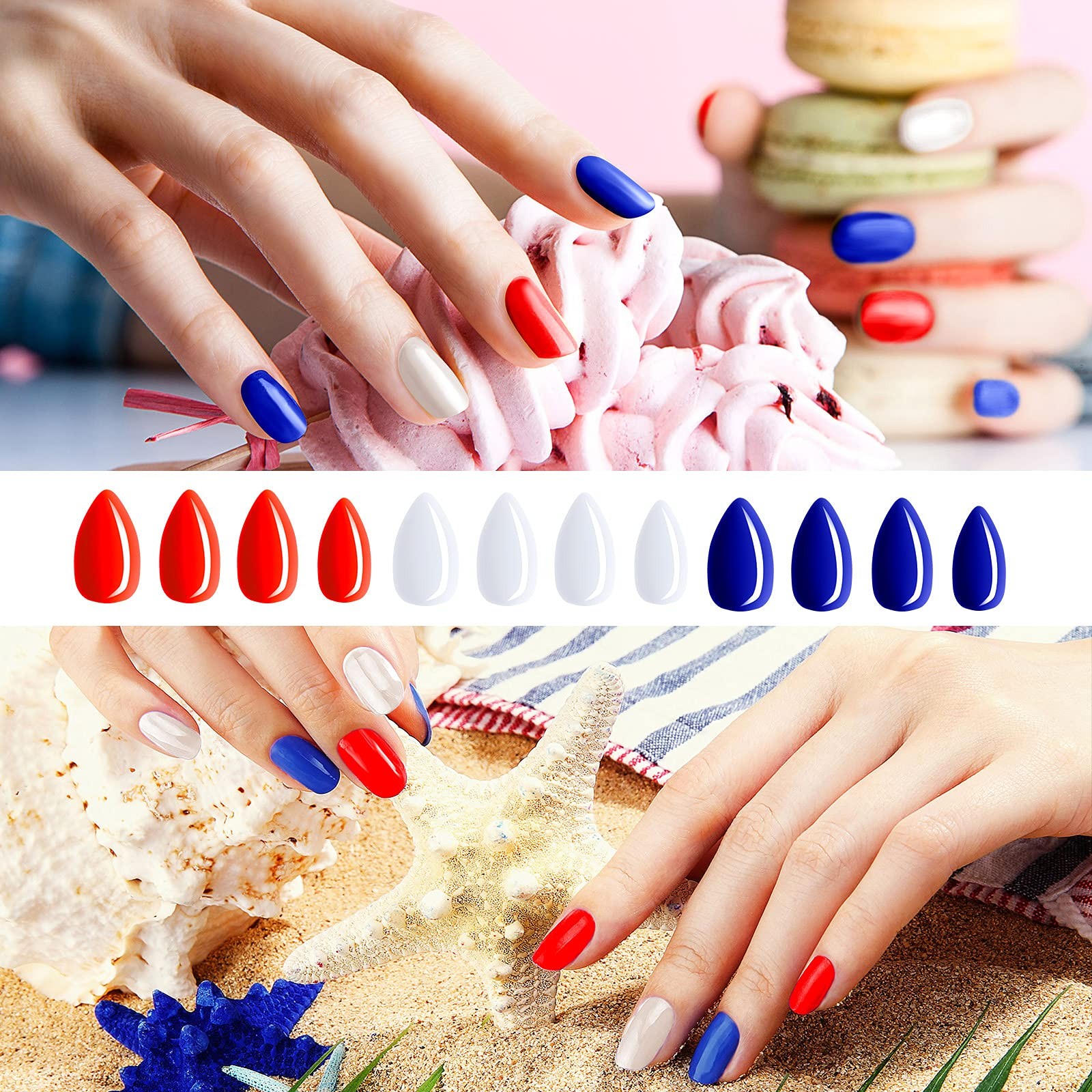 Almond Press on Nails 36 Colors 864 Pcs Press on Nails, Glossy Full Cover Fak…
