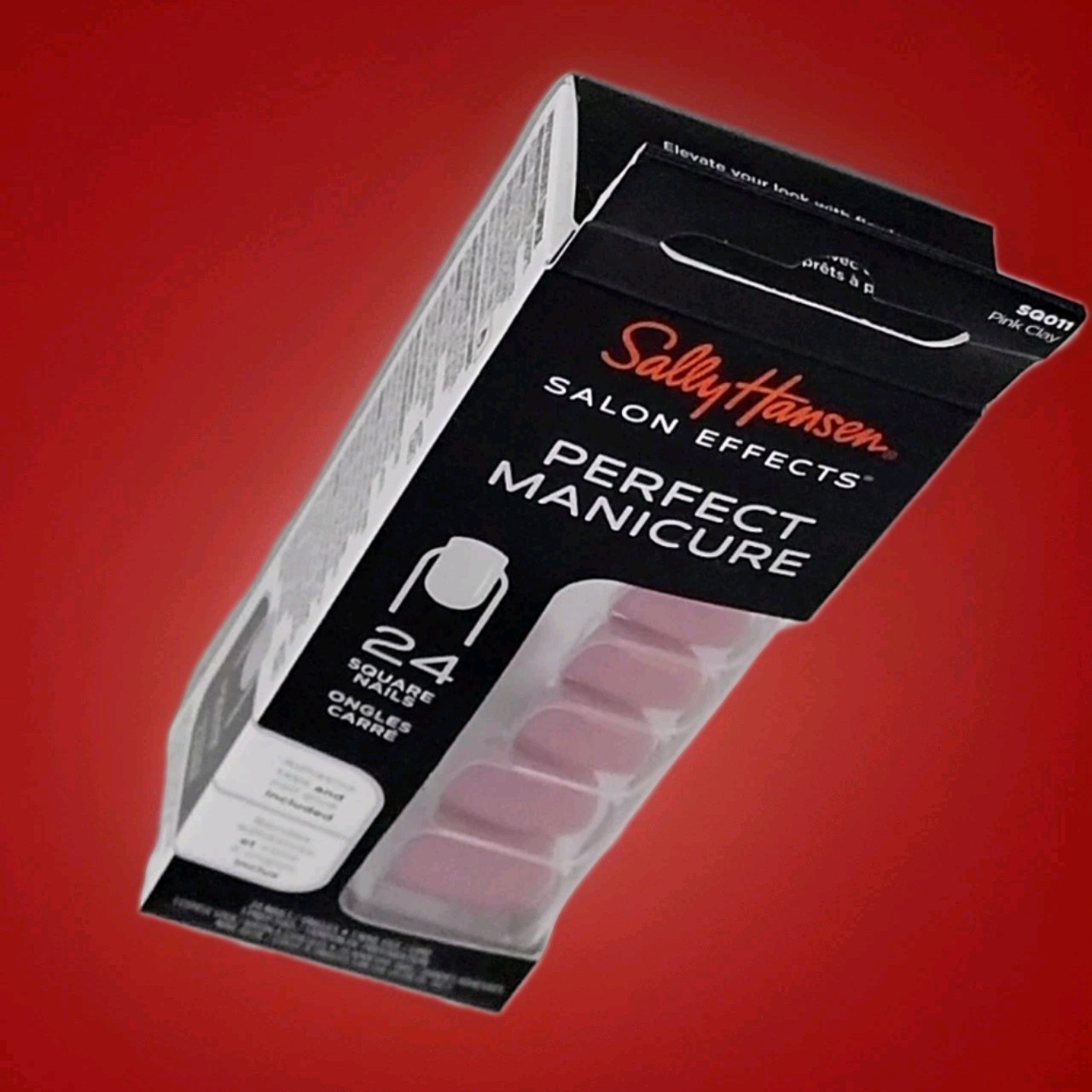 Sally Hansen SALON EFFECTS PERFECT MANICURE 24 SQUARE Press On Nails PINK CLAY