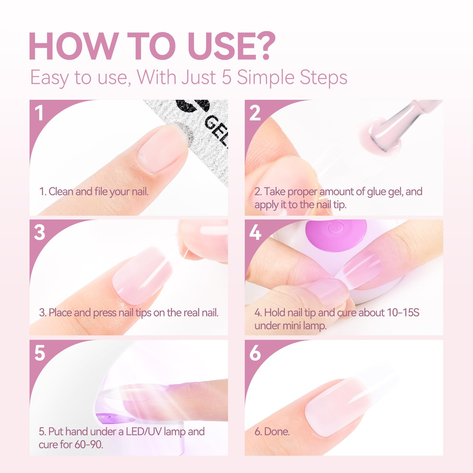 6-in-1 Jelly Nail Builder Gel: Sheer Baby Pink UV Rubber Base Gel for Apex Bu…