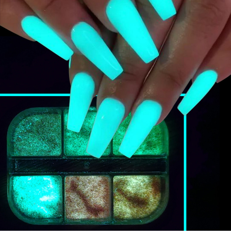6 Grids/box Fluorescence Nail Art Powder Dust Glitter Nails Manicure Decoration