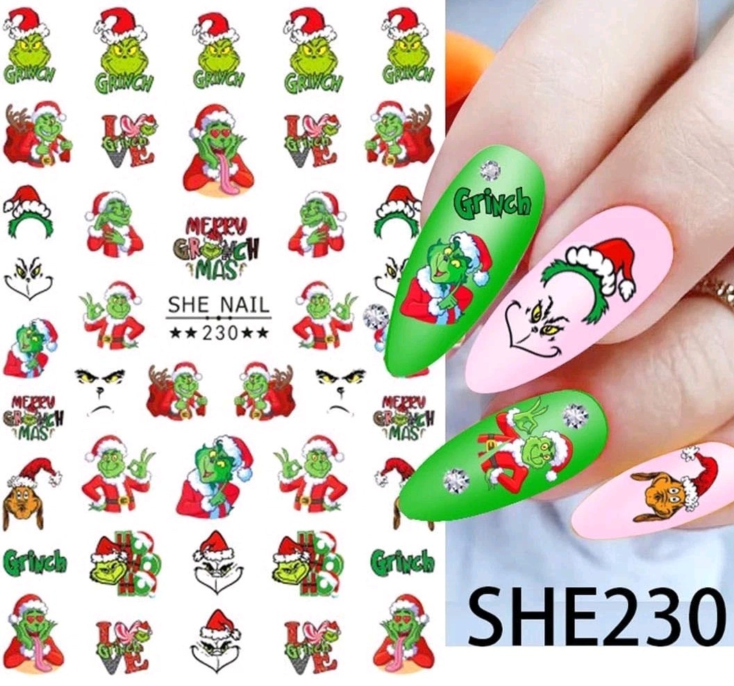 Nail Art Stickers NEW!!! CHARACTERS CHRISTMAS THE GRINCH SHE NAIL 230