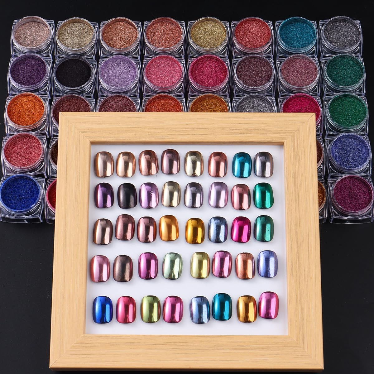 40 Colors Metallic Mirror Chrome Nail Powder Set, Professional Metallic Mirro…
