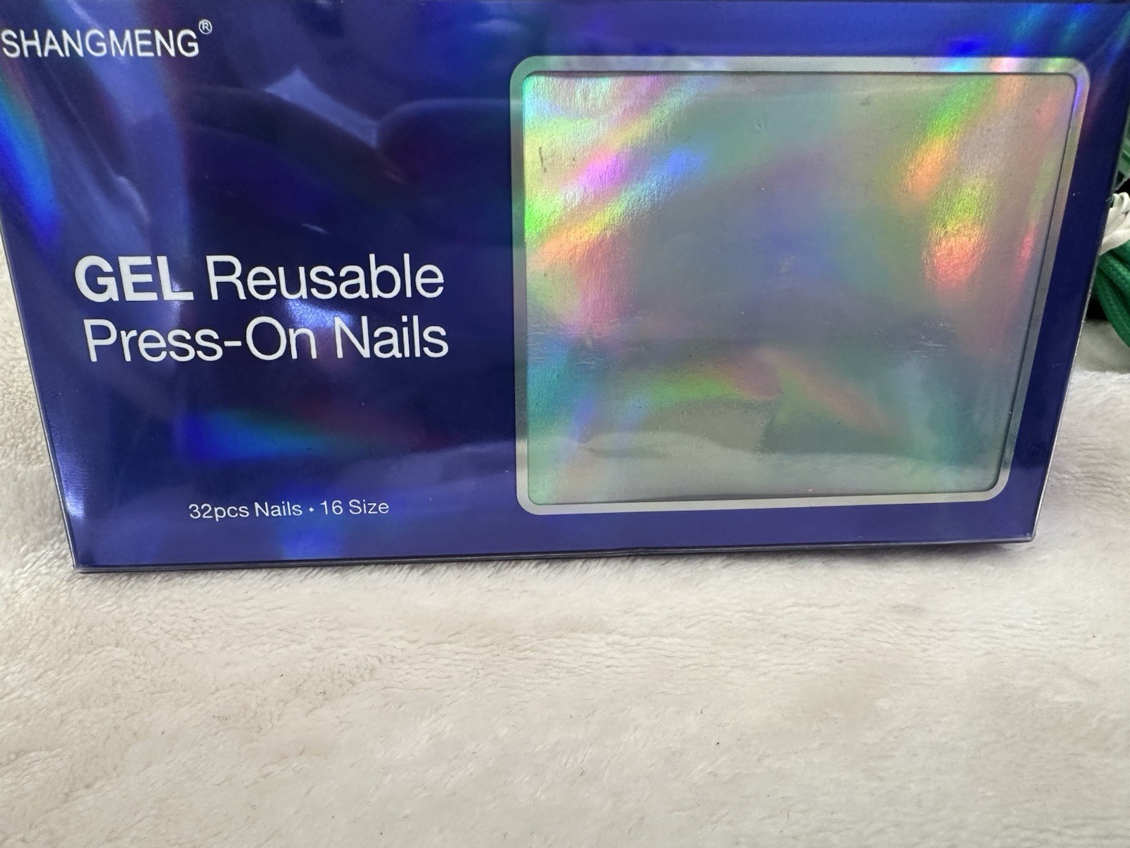 New GEL Reusable White Press On Nails 32pc & Open box Blue & Rainbow Press Ons