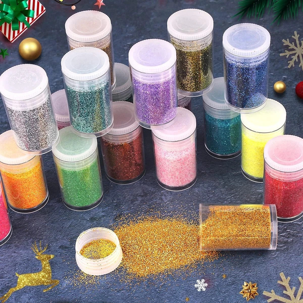 Fine Glitter 45 Colors Set, Holographic Glitter Powder for Tumblers, Arts