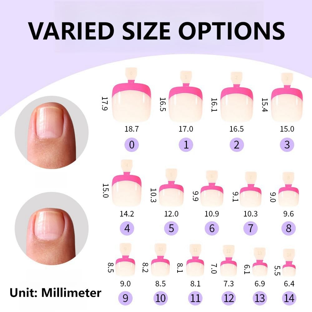 30 Pcs White French Tip Toe Press on Nails Short Square, Glossy Soft Gel Fake…