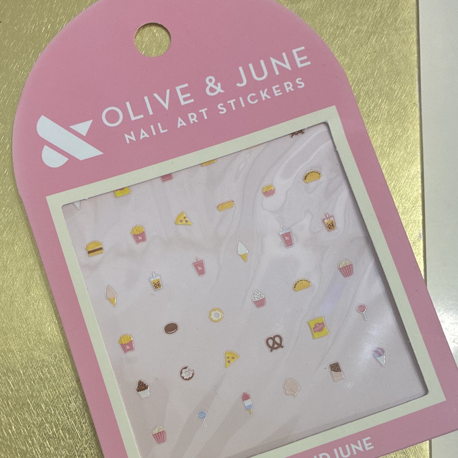 Olive & June Food Theme Nail Art Stickers, Self-Adhesive Multicolor French