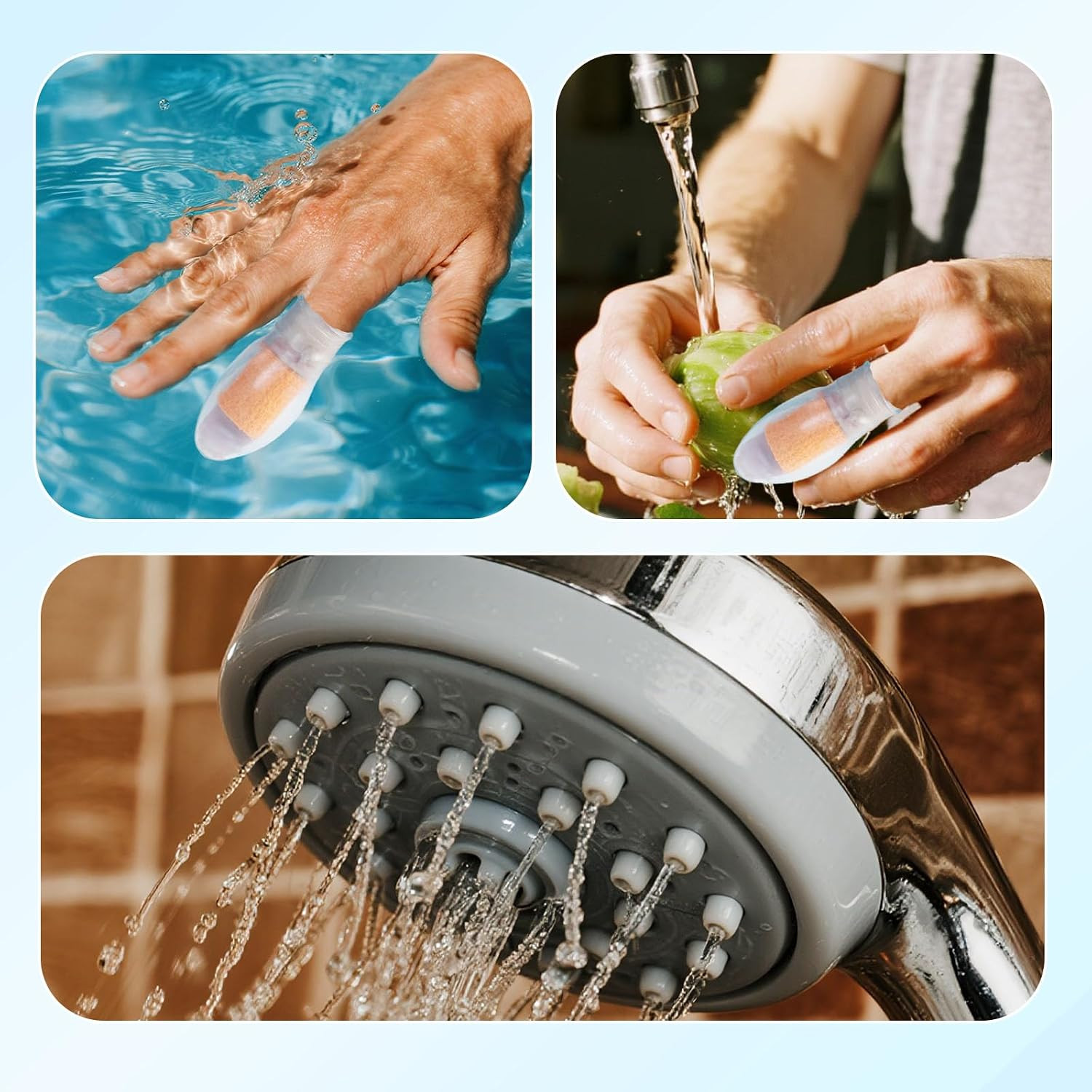 4pcs Waterproof Finger Protectors, Reusable Silicone Finger Waterproof Cover Sle