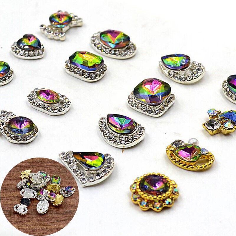NAIL SILVER DECORATION UK CHARM JEWELLERY 3D RHINESTONES CRYSTAL GEMS ART ALLOY