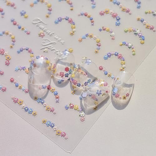 Flower Nail Art Stickers – Spring Flowers 5D Embossed Colorful Florets style4