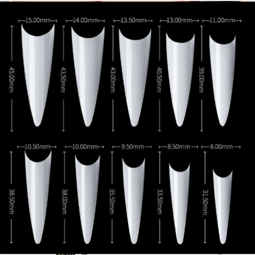 Curve Fake Nails Clear Natural Acrylic Artificial Nail Art Tips 500pcs