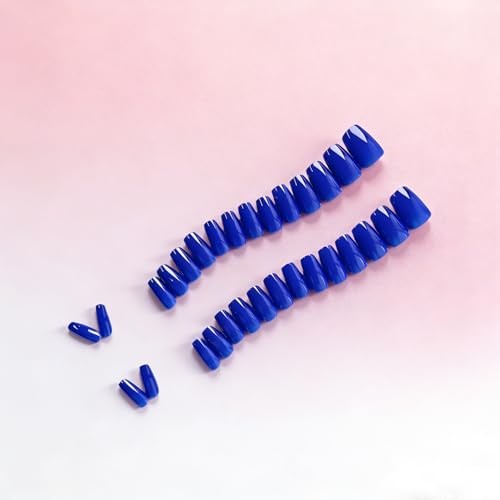 Short Coffin Press on Nails – Royal Blue – Coffin with Glue