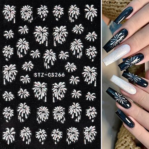 Gold Firework Nail Art Stickers Glitter Firework Nail Decals Shining Bronzing