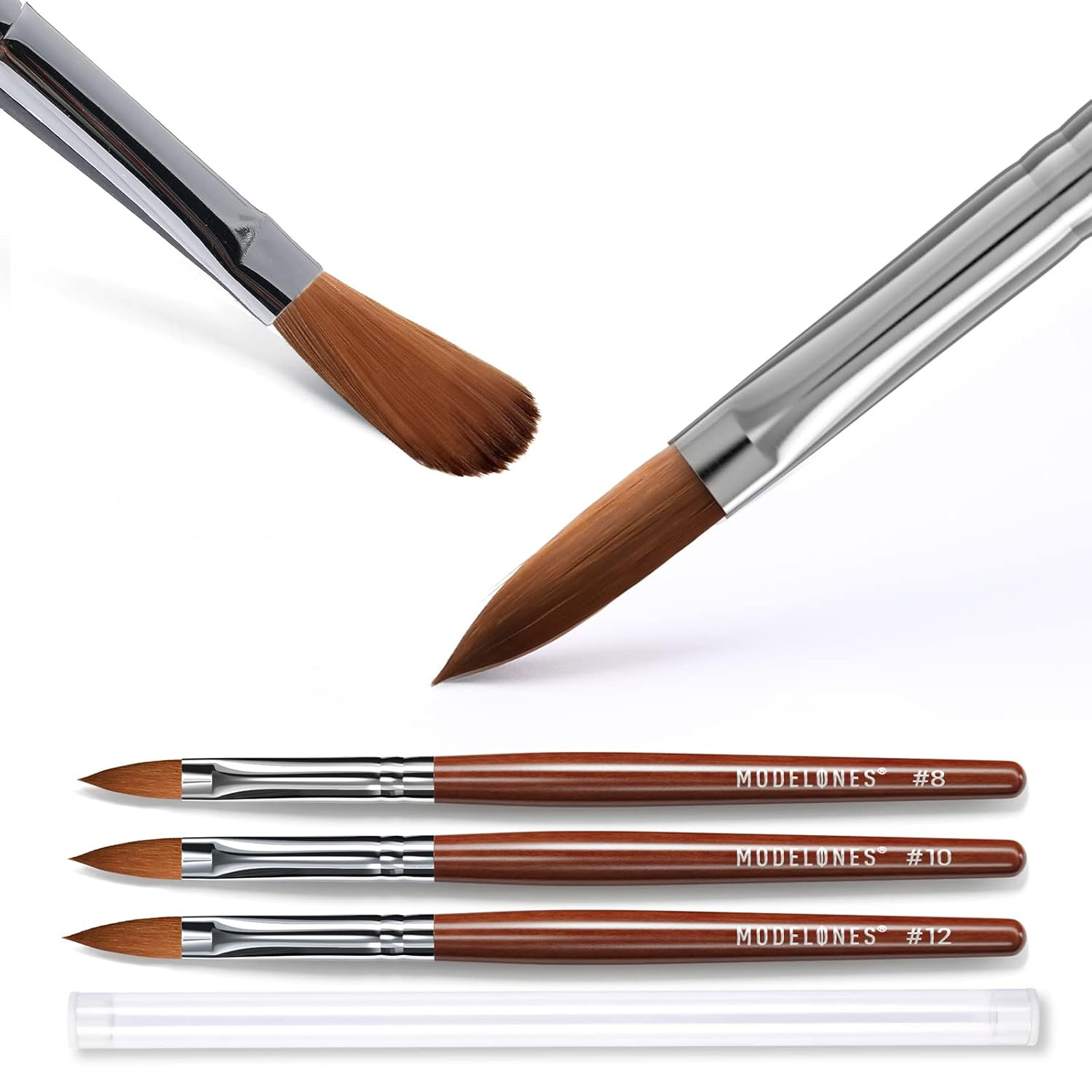 Kolinsky Acrylic Nail Brush Set, Size 8/10/12 round Shaped Nail